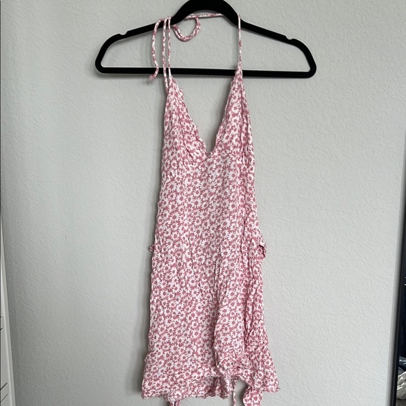 Skylar + Madison Pink Floral Raw Hem Halter Dress - Picture 1 of 8